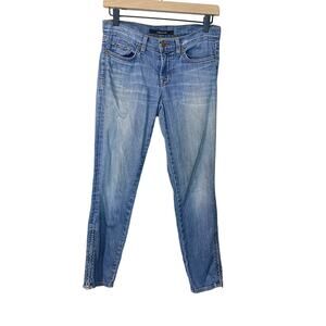 J Brand Mid Rise Medium Wash Denim Bliss Ankle Zip Slim Leg Jeans Sz 25